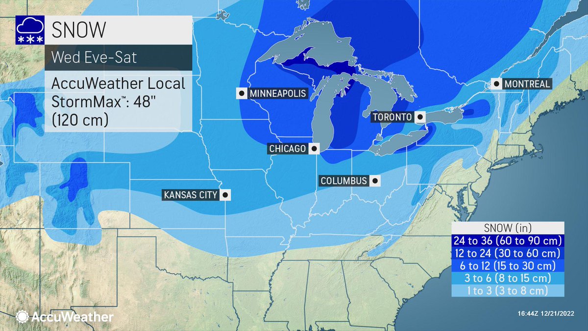 WINTER WEATHER ALERT @accuweather Wednesday WINTER STORM & WIND CHILL WARNING IN EFFECT THURS • This afternoon-Cloudy. High 38. • Tonight-Snow/sleet. Low 29. • Thursday-Rain and snow. 2-4 inches. High 34, temps fall to the single digits.