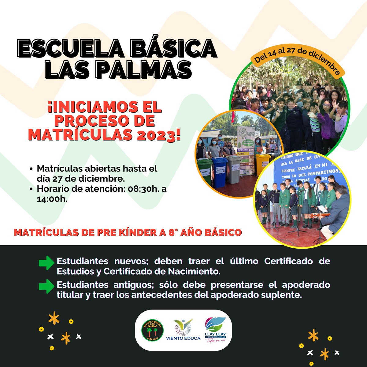 EducaViento's tweet photo. ⭕️#LlayLlay Información sobre el proceso de matrículas de Establecimientos Educacionales👶👧🧒
#sanfelipe #Llaillay #valpo #Valparaiso #chile #educacion #preescolar #parvulos https://t.co/BvG3gAp4s5