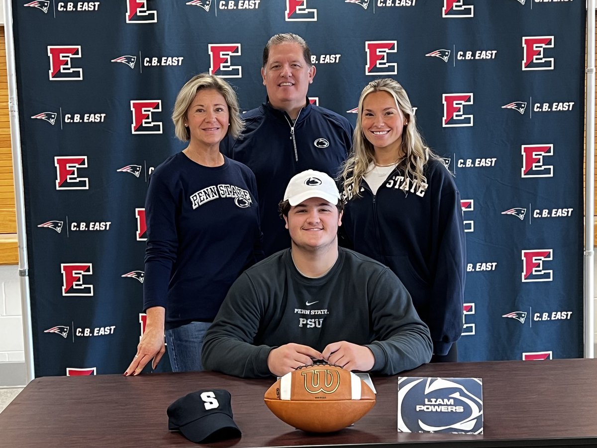 CBEastFootball's tweet photo. Congratulations @LiamPowers14 Liam Powers and family!  We are so incredibly proud of the work you put in and the result of it! The hard work continues  but you are built for it! @PennStateFball @SOLsports @HSGameOn @EPAFootball @SportsByBLinder @PaFootballNews @cbeWeThePeople https://t.co/3HZARgS0pk