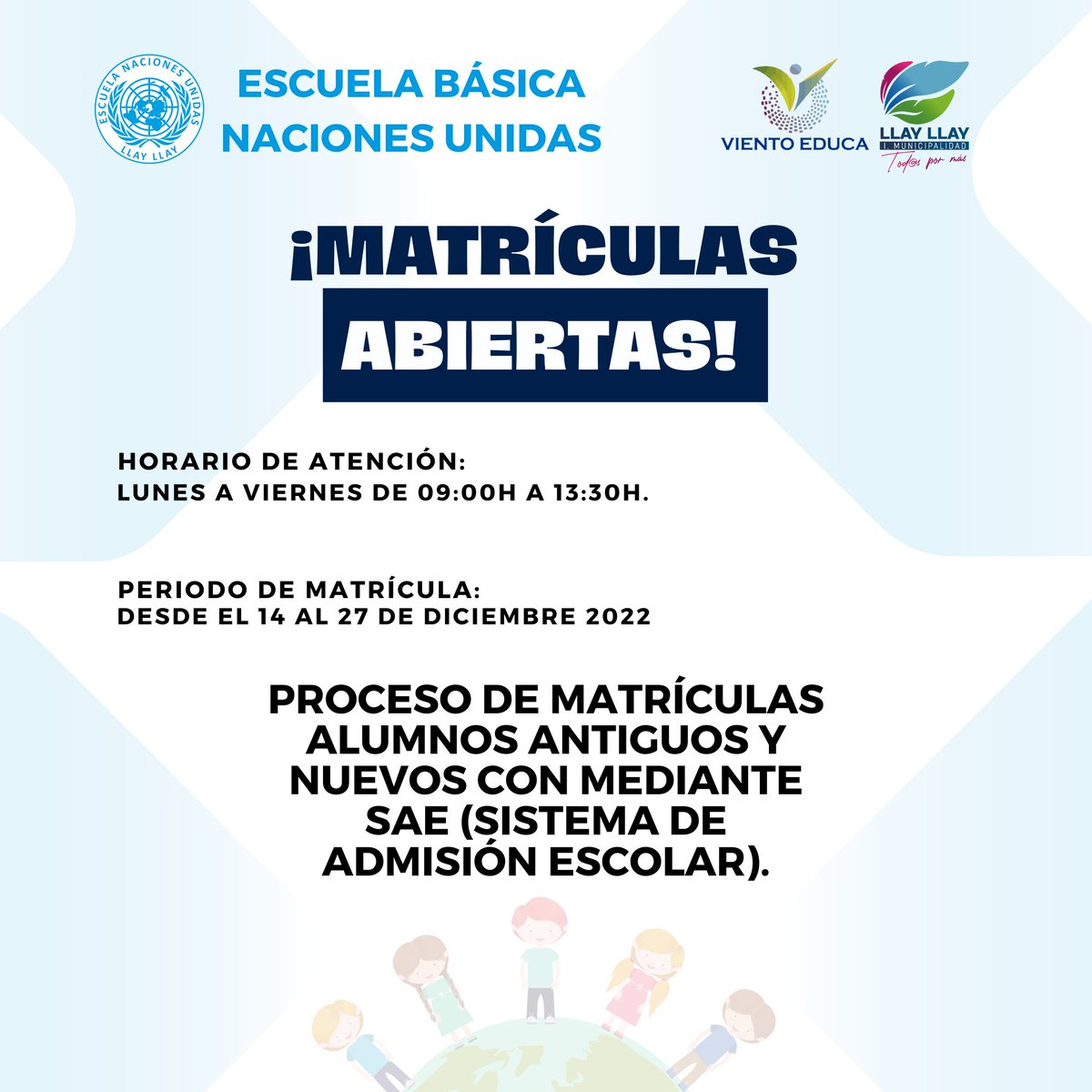 EducaViento's tweet photo. ⭕️#LlayLlay Información sobre el proceso de matrículas de Establecimientos Educacionales👶👧🧒
#sanfelipe #Llaillay #valpo #Valparaiso #chile #educacion #preescolar #parvulos https://t.co/52DkY7w50C