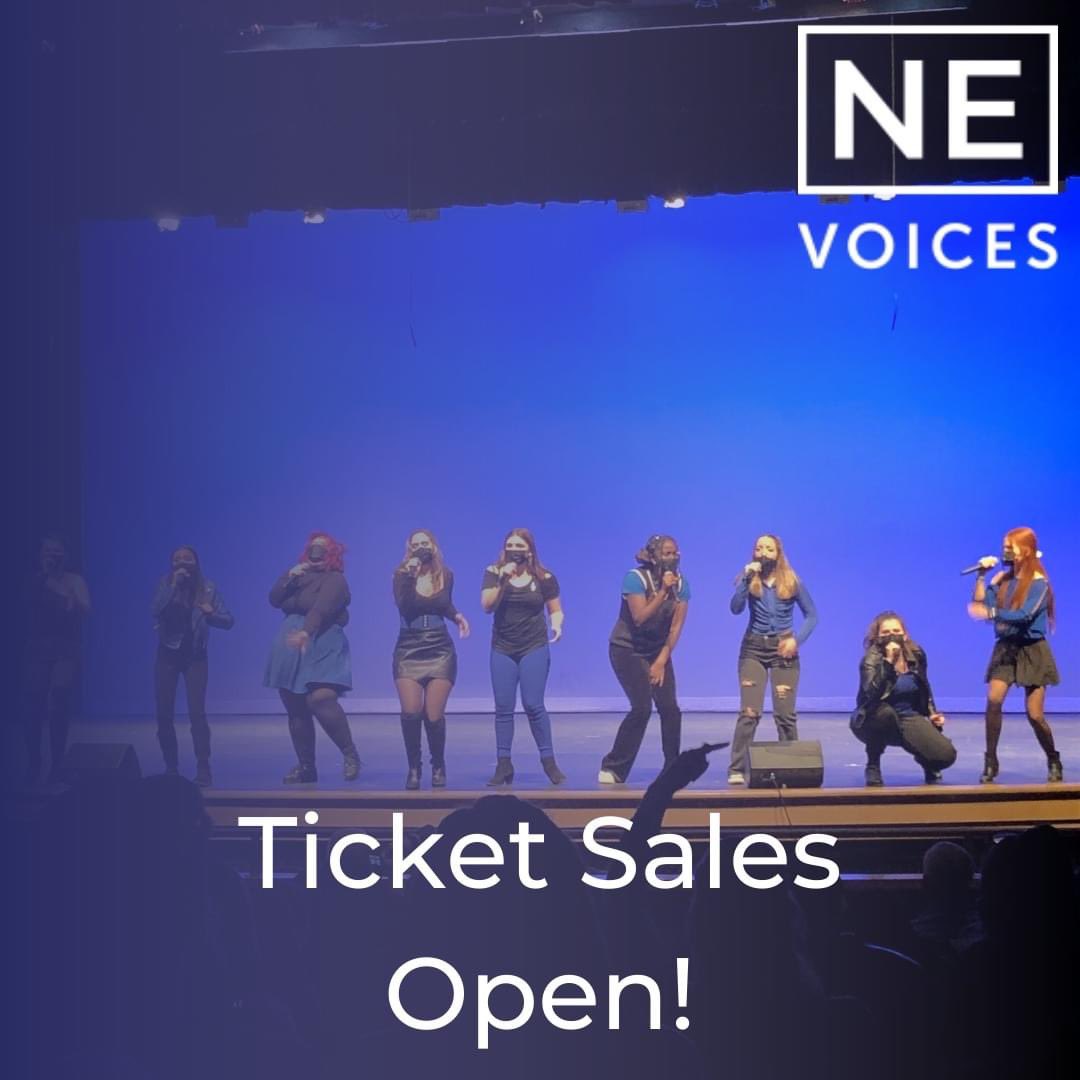 Ticket sales are officially open! 🎉

Head to ne-voices.com to grab yours today. Both the Friday night competition and the Saturday night showcase will be held at Plymouth South High School!