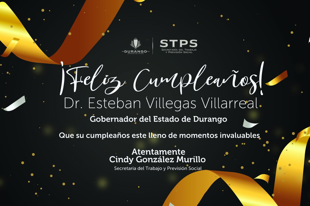 stypsdgo's tweet photo. Gobernador @EVillegasV reciba un fuerte abrazo de todo el personal de la STPS, nuestros mejores deseos en su cumpleaños, @Cindyglez_ https://t.co/oTEcGLccnb