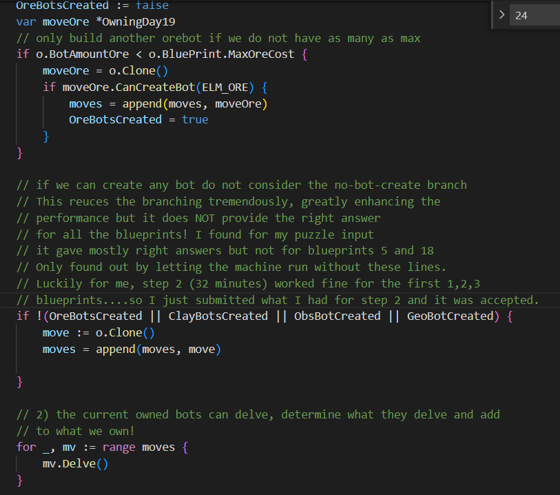 x_hace's tweet photo. I've completed "Not Enough Minerals" - Day 19 - Advent of Code 2022 https://t.co/2cPAHNfR7p #AdventOfCode
Finally solved in #Golang with #Recursion and #DepthFirstSearch but for the second half was lucky that the additionaly pruning steps worked! https://t.co/HjPTcdApWO