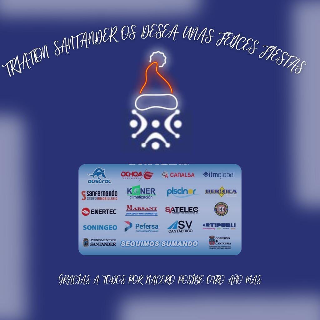 TriSantander's tweet photo. Todos los miembros del Triatlon Santander os deseamos una feliz navidad🎄 y un próspero año 2023🙌.

Nos vemos en las carreras🤘🤘 https://t.co/lBus6iUo9a