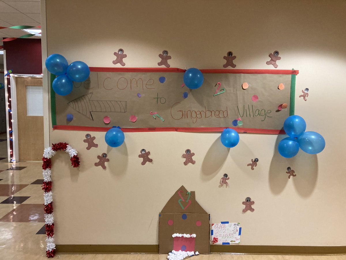 Awesome week of “Deck the Halls” competition at the high school. Great class spirit and decorating skills. Winners will be announced today. Grade 9 with the polar express theme and gingerbread village for gr 10