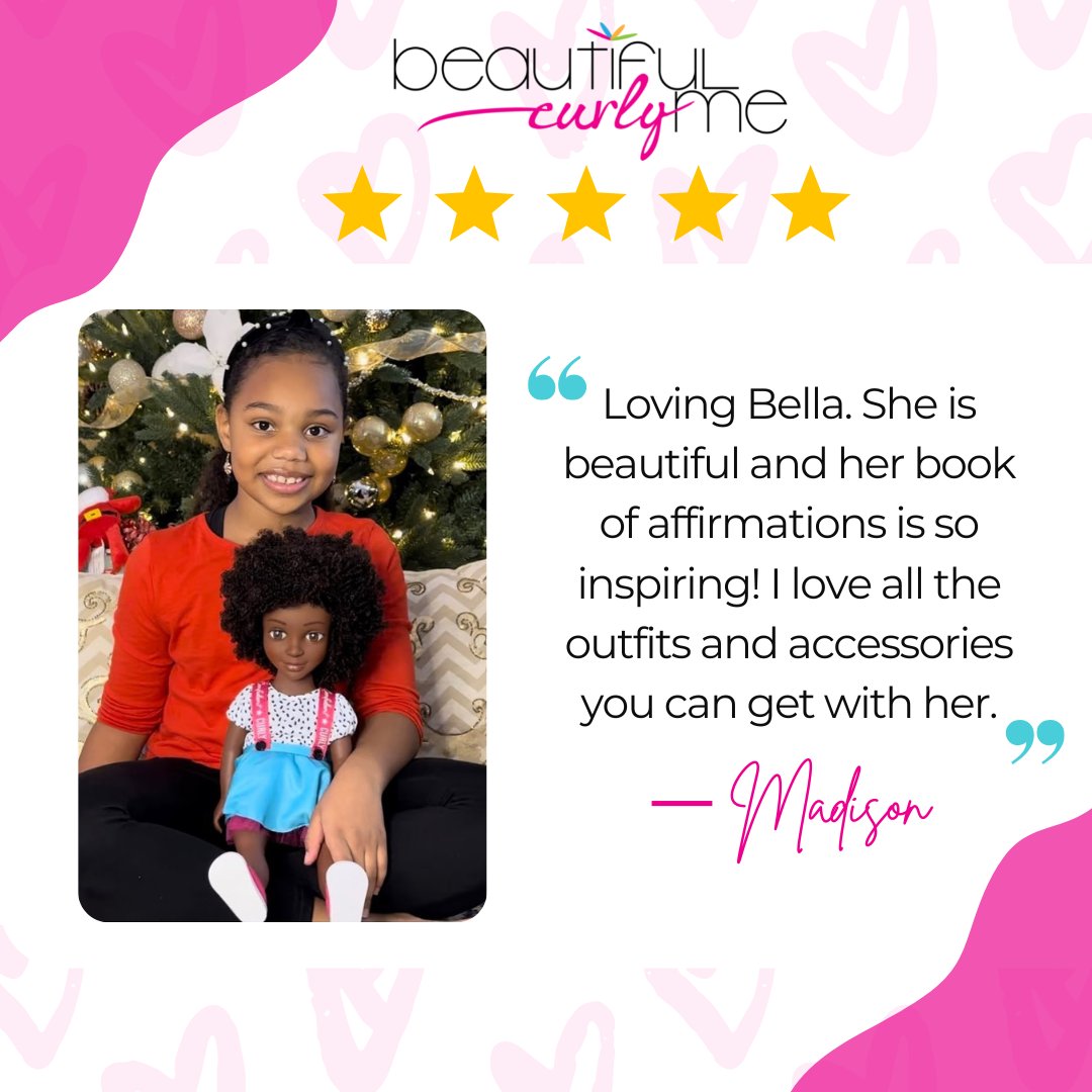 More Bella💗 So glad you love Bella, Madison!

#beautifulcurlyme #belladoll #representationmatters #blackdolls #customerlove #curlyhaircare #curlyandconfident