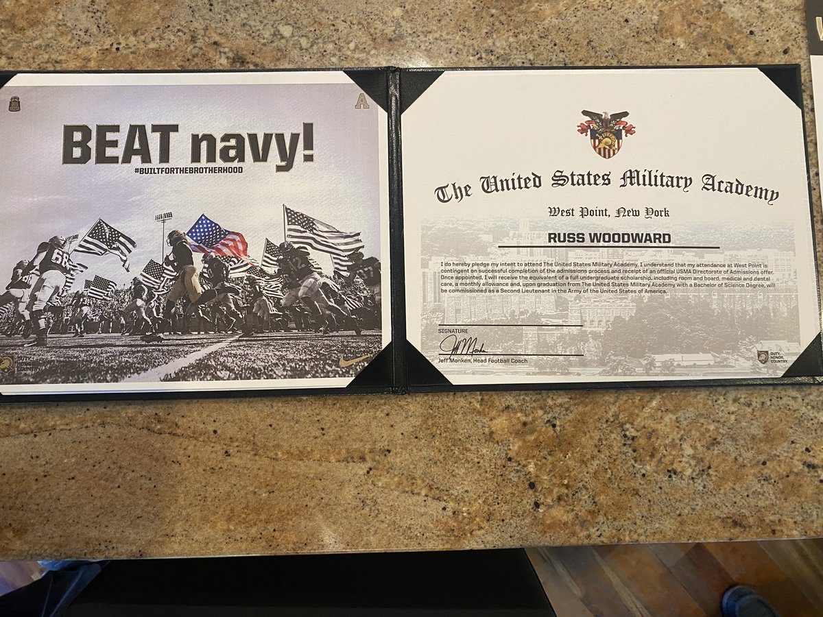 Congratulations to <a href="/RussWoody3/">Russ Woodward</a> as he signed on the dotted line to serve his country and play football <a href="/ArmyWP_Football/">Army Football</a>