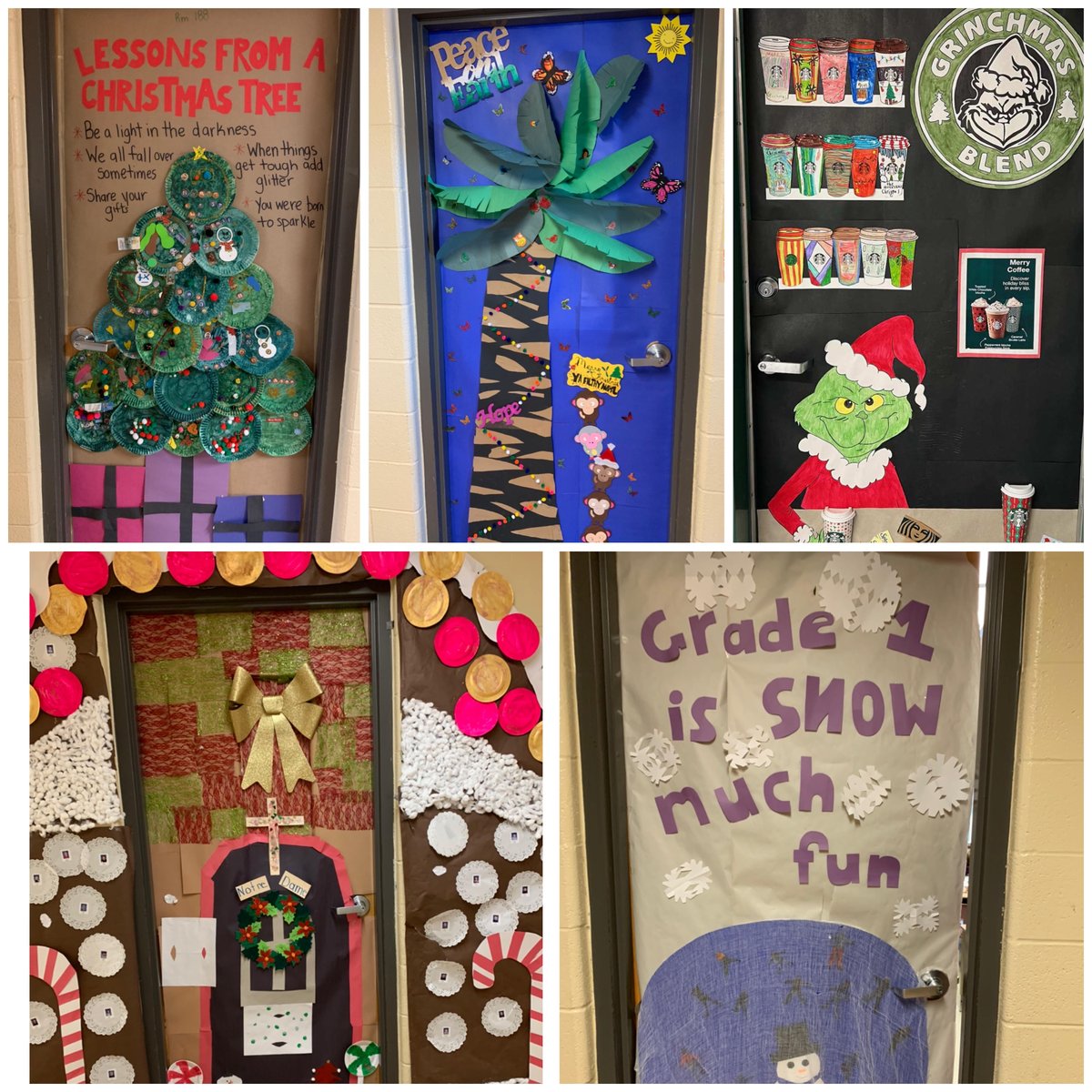 Oh what fun it is to be at Notre Dame! Fantastic door decorations by all classes!