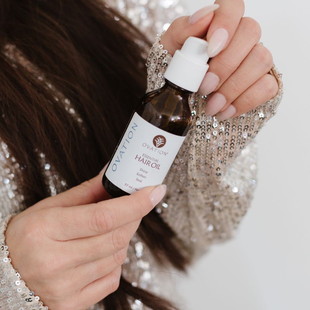 Help your hair ✨ SHINE ✨ this New Year! Essential Hair Oil will condition your strands with Passionfruit Seed Oil &amp; Vitamin C. 🤩 #OvationHair