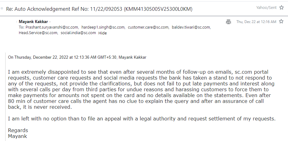 iwemkakkar's tweet photo. @StanChartIN I have many more like these from past several months. Do you also act or just keep expressing concerns. Mail marked to customer care, social media, Head Service, what next? https://t.co/6VrU0rypTu