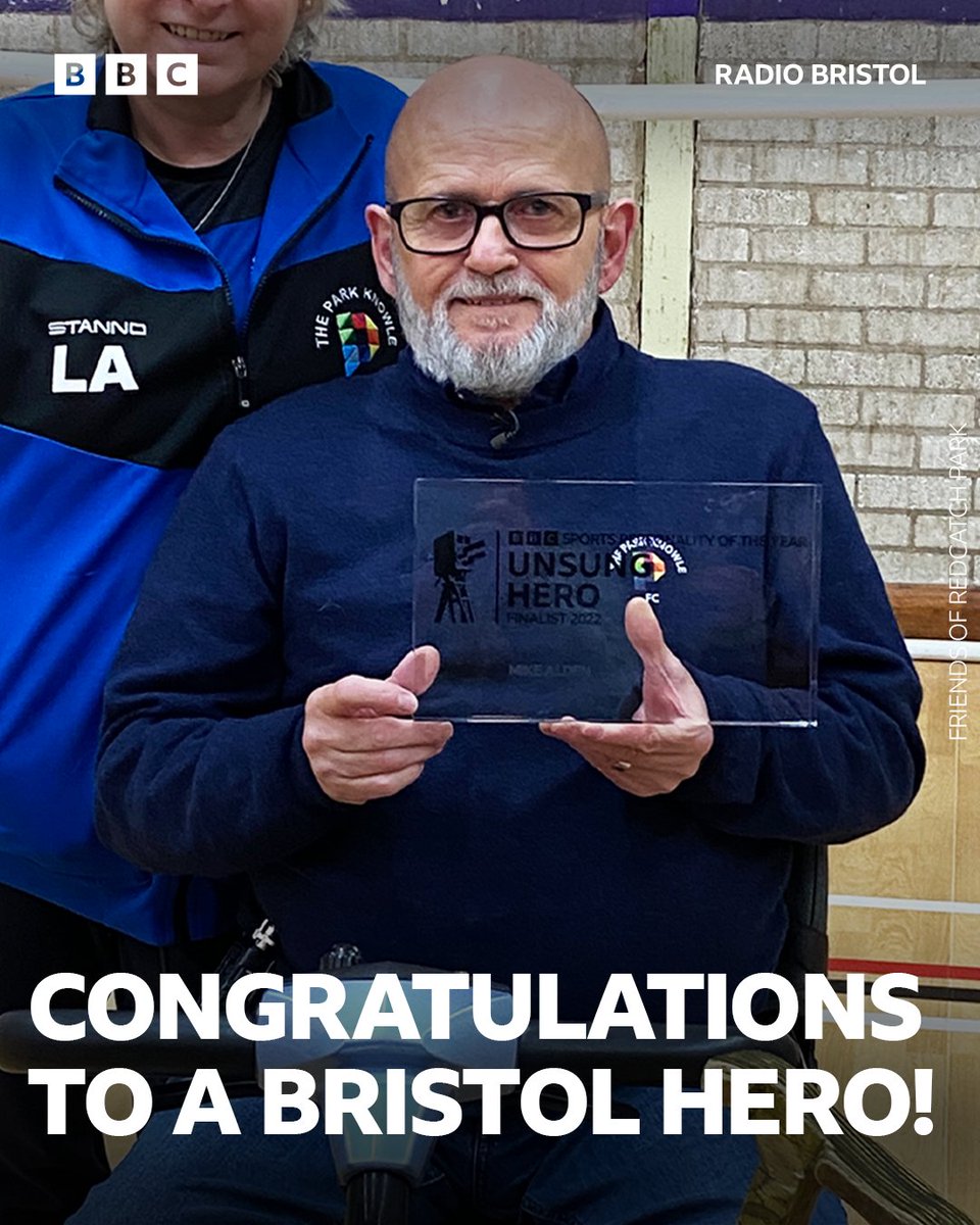 #Bristol is SO proud of you 🏆
Mike Alden has won the ‘Unsung Hero’ award at BBC #SPOTY!⚽️

Despite having brittle bone disease & breaking nearly every bone in his body, he started @Park_knowle_fc - getting kids from all backgrounds & abilities off the streets & playing football.