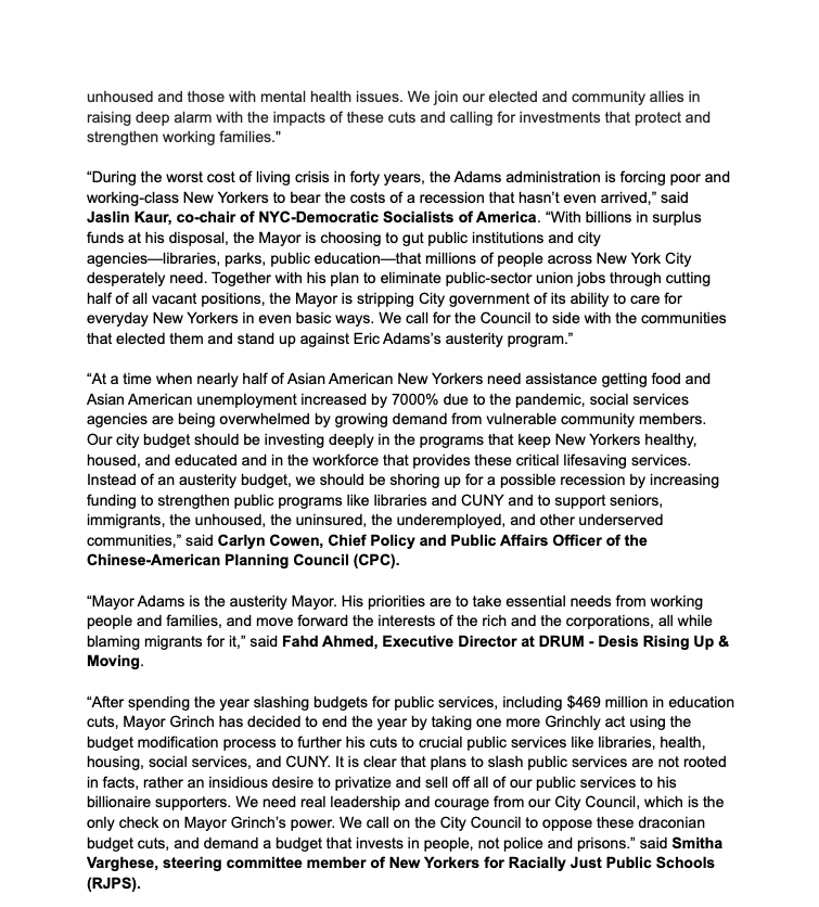 PeoplesPlanNYC's tweet photo. Press release from The People's Plan opposing @NYCMayor harmful & reckless austerity agenda in his proposed budget modification.
With quotes from @JFREJNYC @NYWFP @nycDSA @cpc_nyc @DesisRisingUp @ny4rjps https://t.co/wBwRMBJhmZ