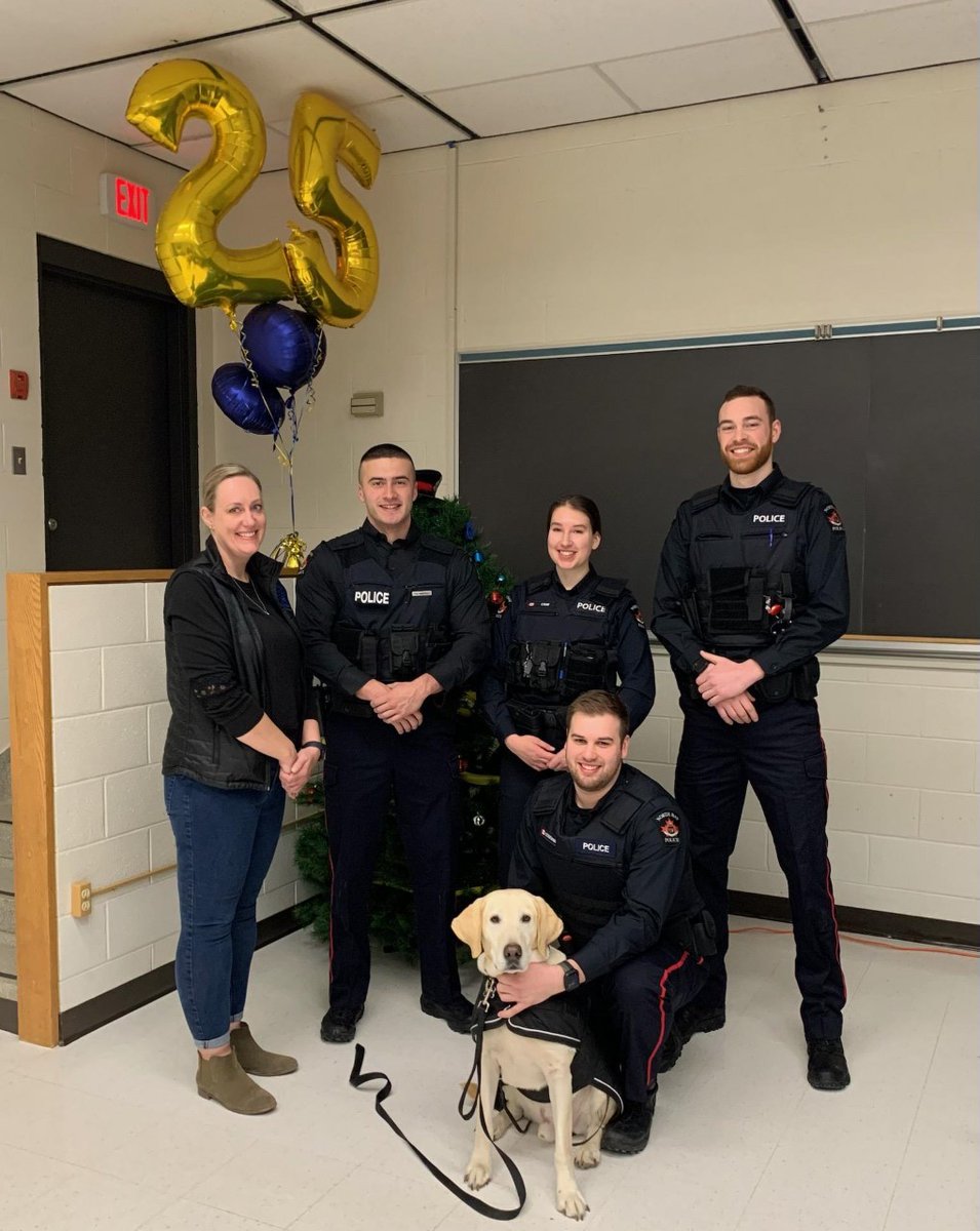 NorthBayPolice's tweet photo. Members of the NBPS and @K9Chewie helped Victim Services of Nipissing District @nnvcars mark 25 years of work supporting victims of crime and violence today. https://t.co/QnEaqB2RMk