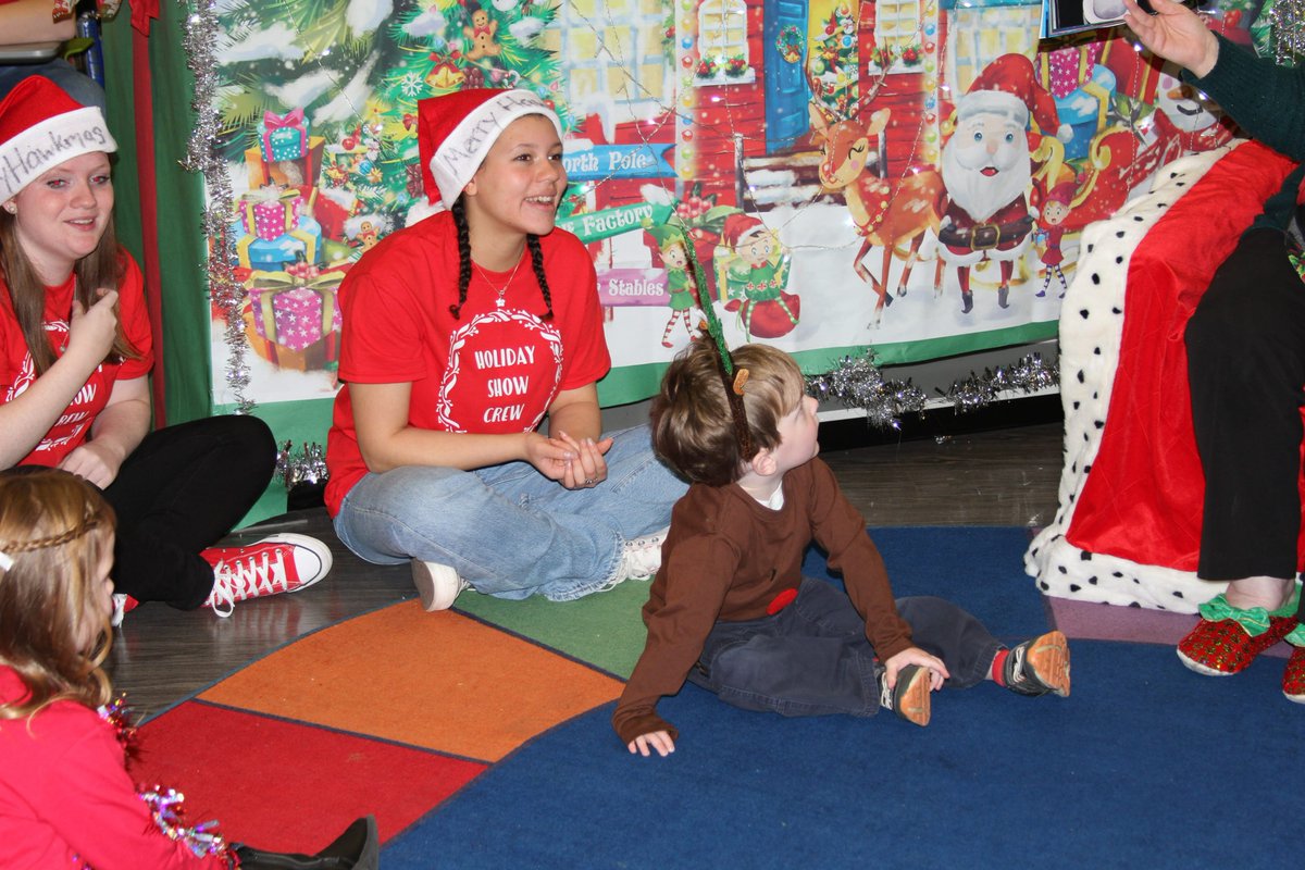 HawksSG's tweet photo. What an amazing opportunity for our ECE students to operate a preschool during the school day. Mrs. Bowe and her students put on a great holiday show today. #NCCVTWorks @ChadHarrisonSG @fhansonic #Hawklidays https://t.co/tuxcIhKWkX