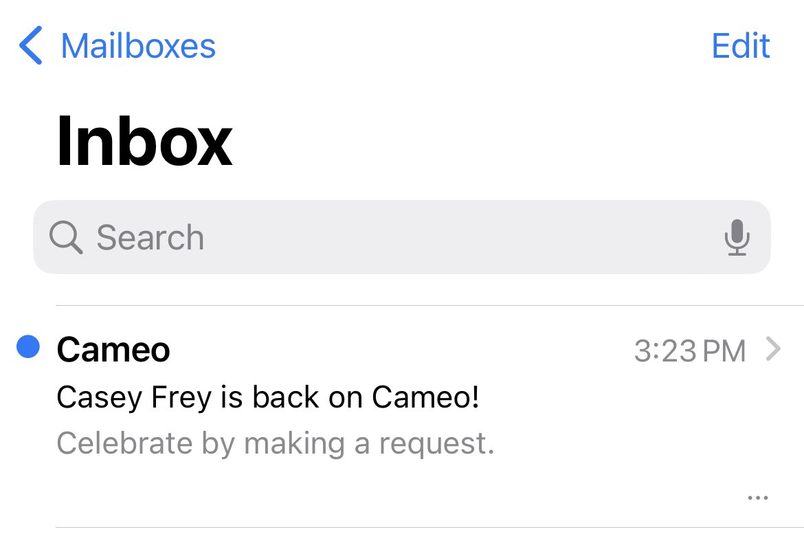 ya0mingming's tweet photo. NOT ME GETTING THIS EMAIL (yesterday) FROM CAMEO COINCIDENTALLY ON THE FOURTH ANNIVERSARY OF MY CASEY FREY MINGMING VIDEO- 😭😭😭😭😭😭😭☠️☠️☠️☠️☠️☠️☠️☠️ https://t.co/5qj0z3N3ND