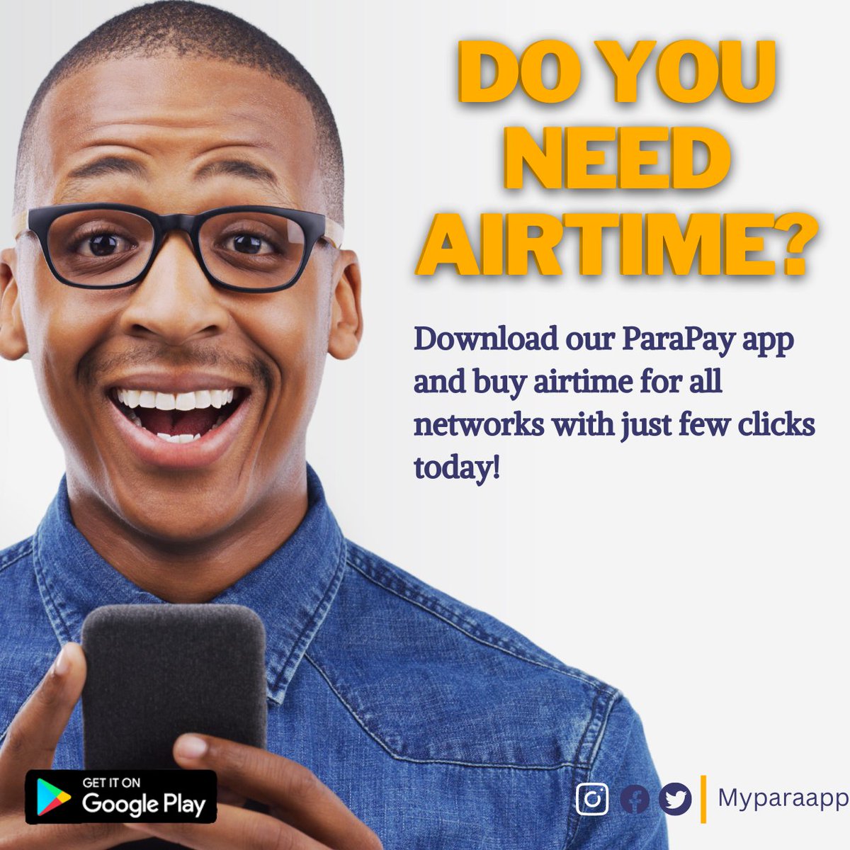 myparaapp's tweet photo. Don't run out of airtime, recharge all network on our ParaPay app. Available for Android and IOS users.

Download our App now to enjoy all our latest offers. https://t.co/VYRf64hIRH
