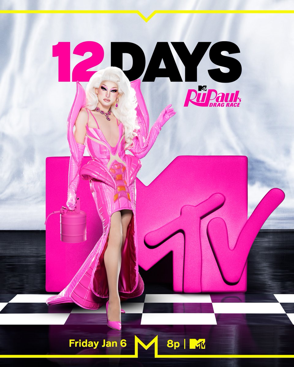 RuPaulsDragRace's tweet photo. Bow down, b*tches 👑 

#DragRace Season 15 premieres in just 12 days! 😱 Don't miss it Friday January 6 at 8/7c – NOW ON @mtv 🏁 https://t.co/9mbCnICP9u