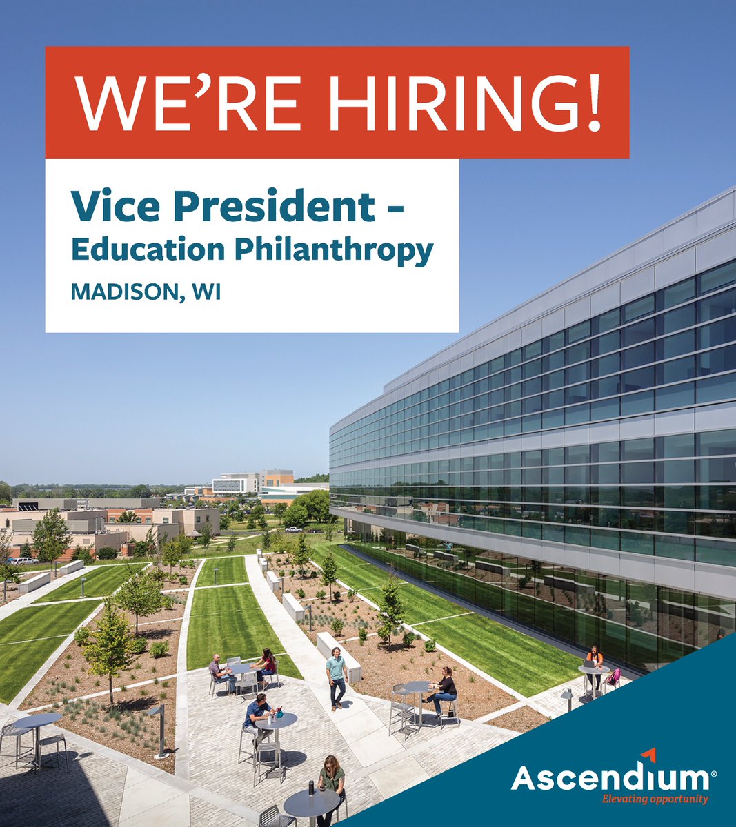 AscendiumEd's tweet photo. #AscendiumEd is hiring a #VP of #Education #Philanthropy in Madison, Wisconsin. Join us to transform lives through the power of postsecondary education and workforce training.
Details here: https://t.co/PdquyvR8IV
@AscendiumEP
#Hiring #ExecutivePosition https://t.co/QpZ77pqV4d