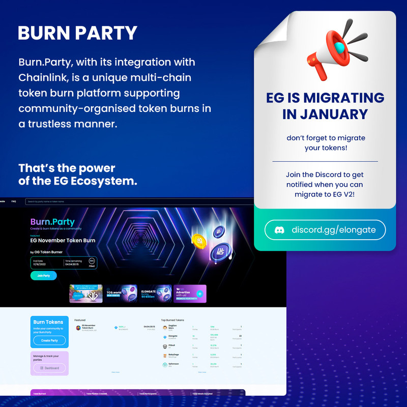 .<a href="/burnpartyapp/">burn.party🔥🎉</a> is just one part of the #Egecosystem, reimagined for #EGV2. Don't miss the migration: discord.gg/elongate