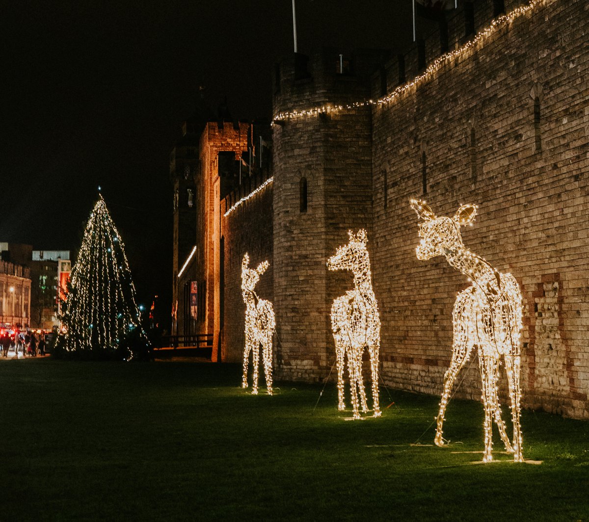 cardiffcouncil's tweet photo. #Cardiff may be bathed in festive lights, but at 8pm tonight we’ll be turning off the tree at @cardiff_castle &amp; lights on the walls for an hour in solidarity with the people of Ukraine who will spend Christmas in darkness #SlaviaUkraini

Read more here: https://t.co/w973reOQNM https://t.co/tUcXhdR32N
