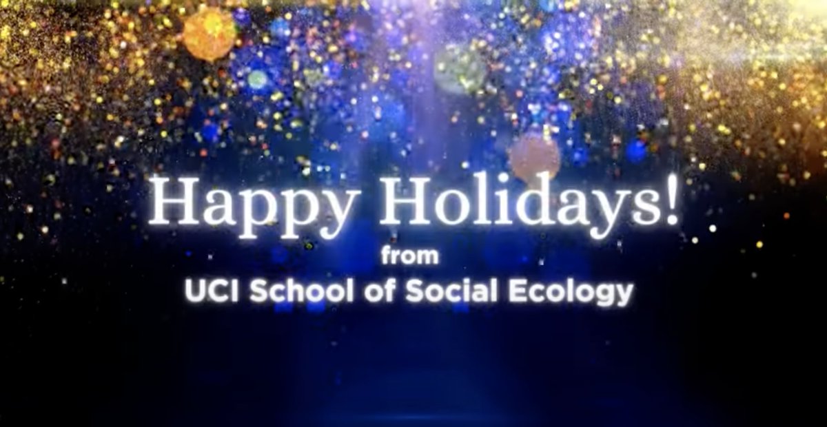 And now for a very special video holiday message from Jon Gould, dean of the @UCIrvine School of @Social_Ecology. tinyurl.com/bdhx6r4w @gouldjonb #HappyHolidays #SeasonsGreetings #ScienceDrivingSolutions