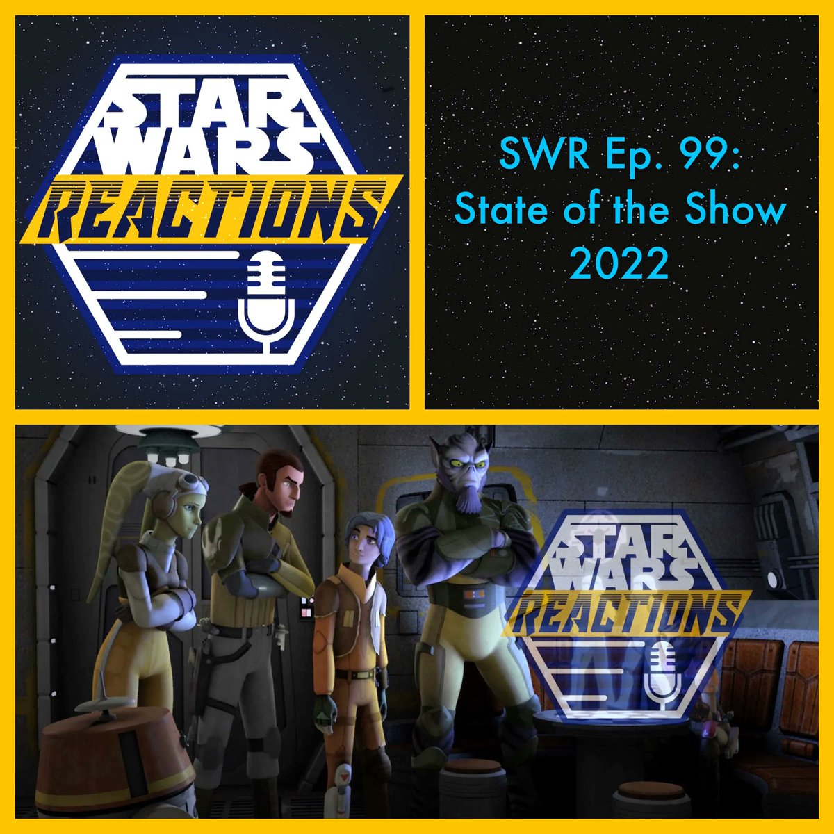 SWReactionsPod's tweet photo. It’s our final show of 2022 and our 99th episode! Join hosts Aaron Harris and David Modders for our first ever State of the Show report where they review the events of 2022 and reveal some of our plans for 2023! #StarWars #StateOfTheShow 

Link in Bio! https://t.co/1OZIAHMOkj