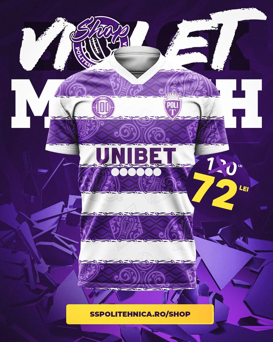 PolitehnicaT's tweet photo. π A new batch of #whitepurple "home" jerseys just arrived at Shop @PolitehnicaT.
π They are in sale, 4οΈβ£0οΈβ£% off, as all the other items based on the availability, therefore it might be the right time for you to pay us a visit for a #Christmas gift.
#violetmonth #adifferentclub https://t.co/viPZqmZFps