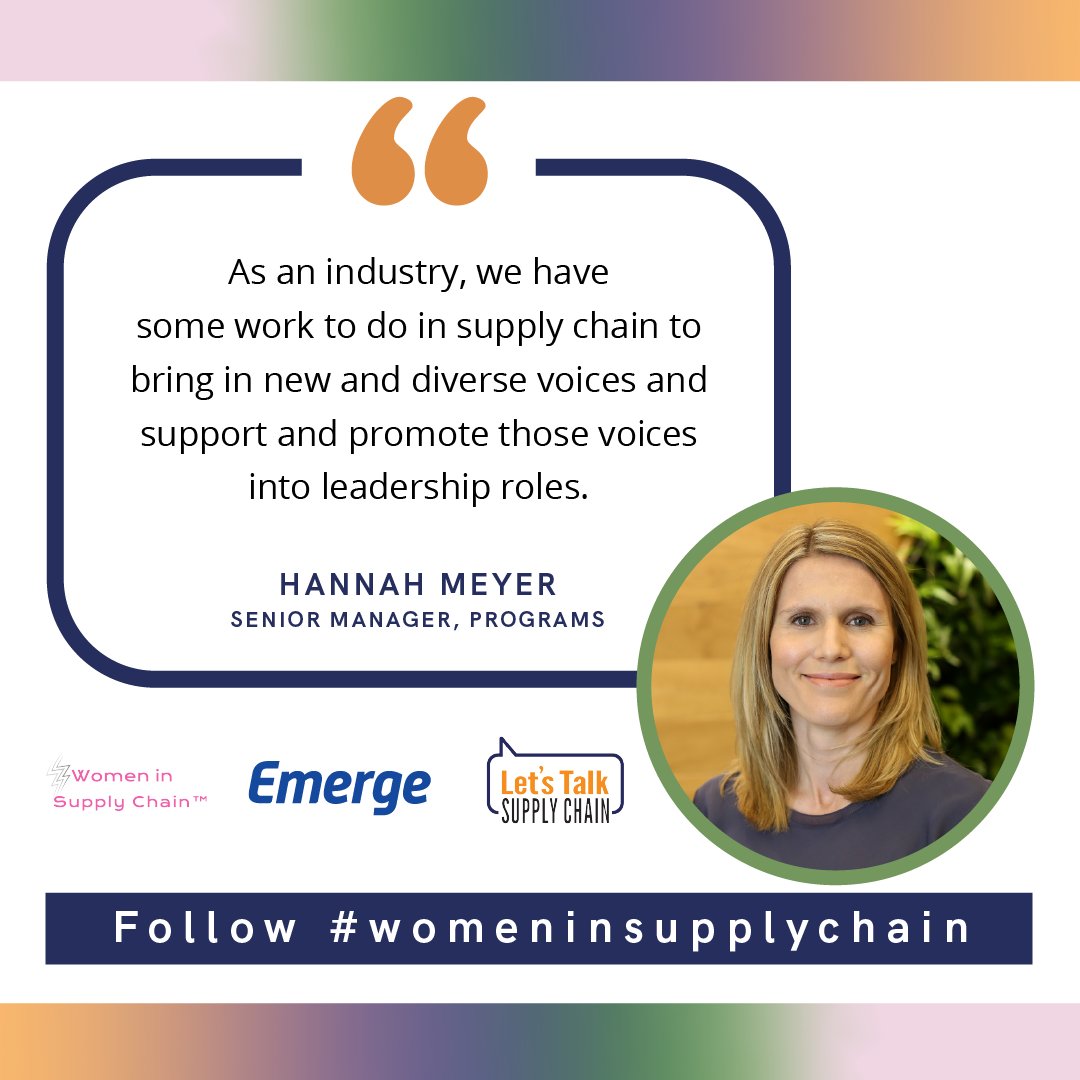 "As an industry, we have some work to do in supply chain to bring in new and diverse voices and support and promote those voices into leadership roles." - Hannah Meyer

Check out our WISC series: bit.ly/3j7xvms

#letstalksupplychain #WomenInSupplychain #SupplyChain