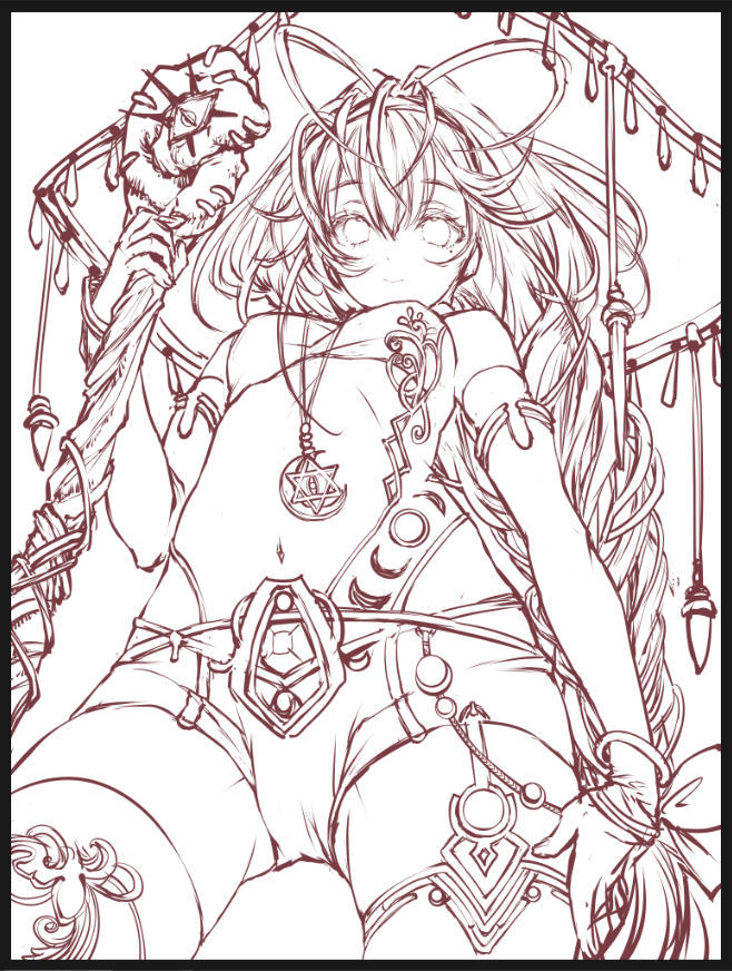 魔法使いちゃん🧙‍♀️💫🌟制作工程🌟
①ラフ
②ラフ+シルエット確認
③線画
④塗り 