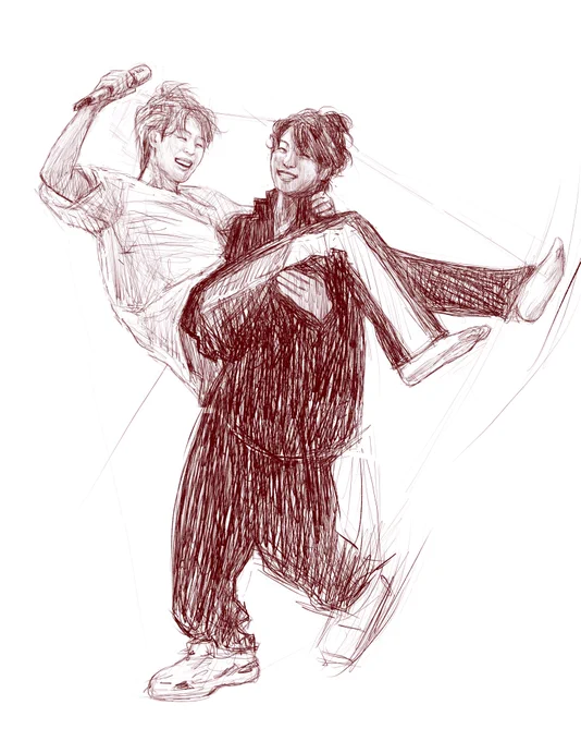 For wip wednesday I have a cute lil' jikook sketch and it's time-lapse   