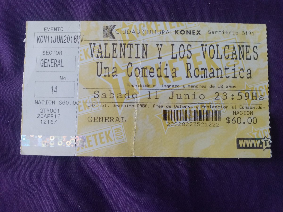 Aparentemente en 2016 fui a ver a Valentín y los Volcanes por 60 PESOS.
