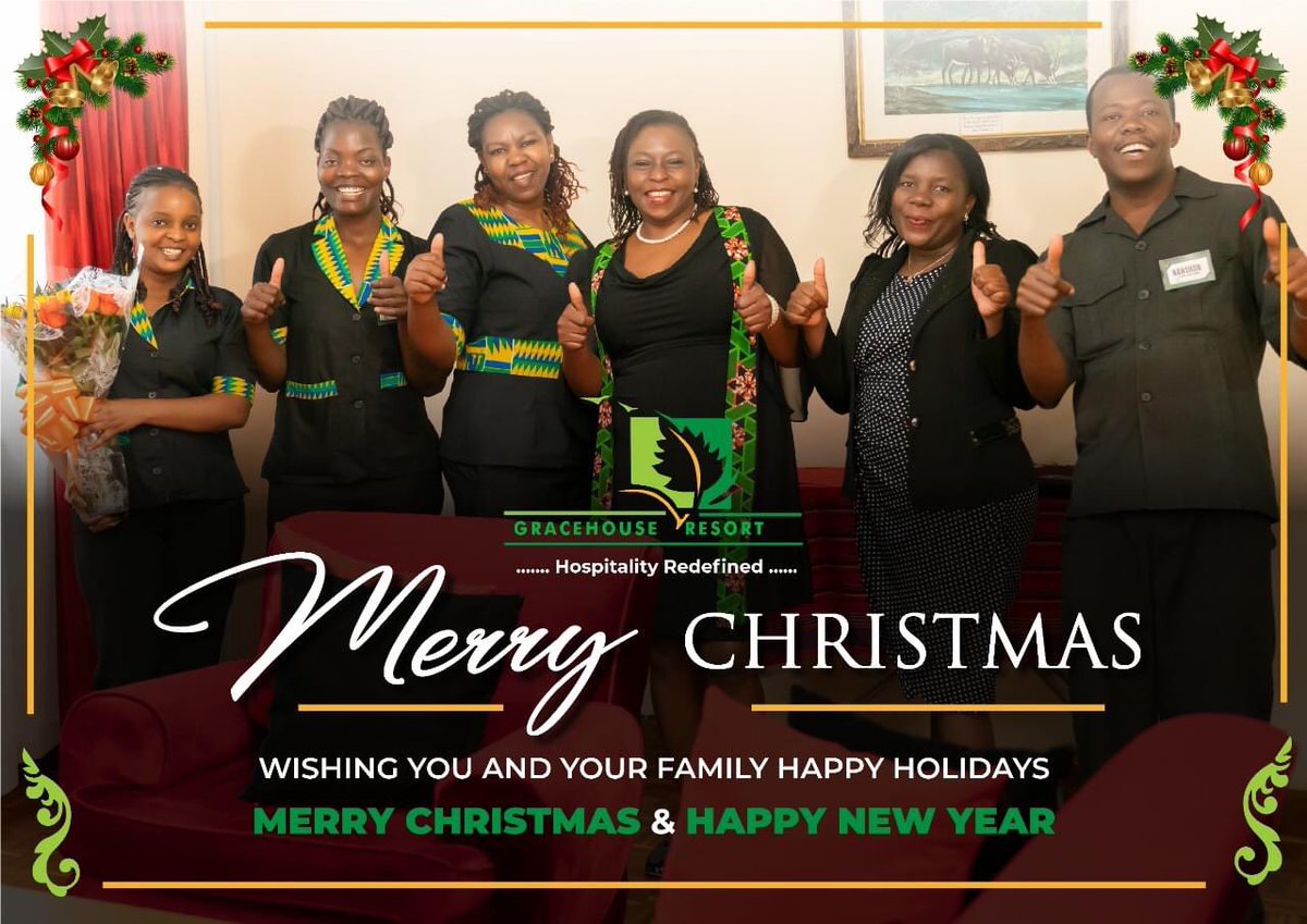 GracehouseKenya's tweet photo. The team at Gracehouse Resort wishes you peace, joy, and prosperity during this holiday season.

Merry Christmas and a wonderful new year.

Gracehouse Resort 
Management &amp; Staff https://t.co/OSMDYJG3Ap
