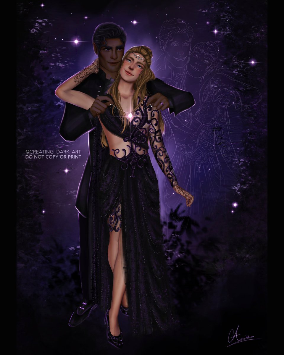 creatingdarkart's tweet photo. Happy solstice everyone! Enjoy this Feysand art I did, it’s the first one of my holidays series! And it also happens to be #feysandmonth so hope you like it!! 💖 https://t.co/UCpBS9ehQQ
