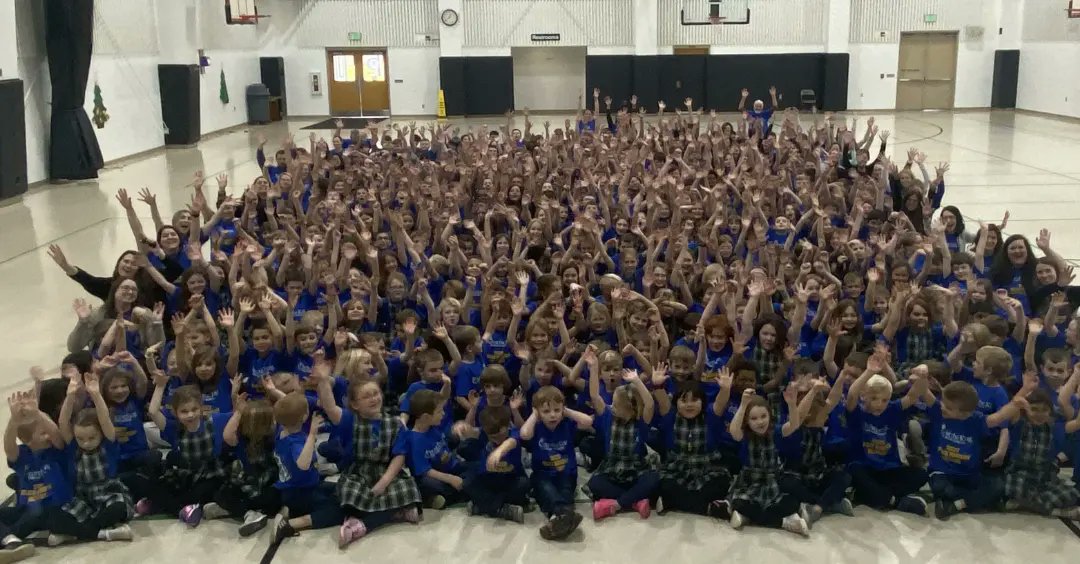 It's a blue Christmas at Christ the King in a good way! Today our students got their Blue Ribbon t-shirts and celebrated by participating in some games and watching a movie!