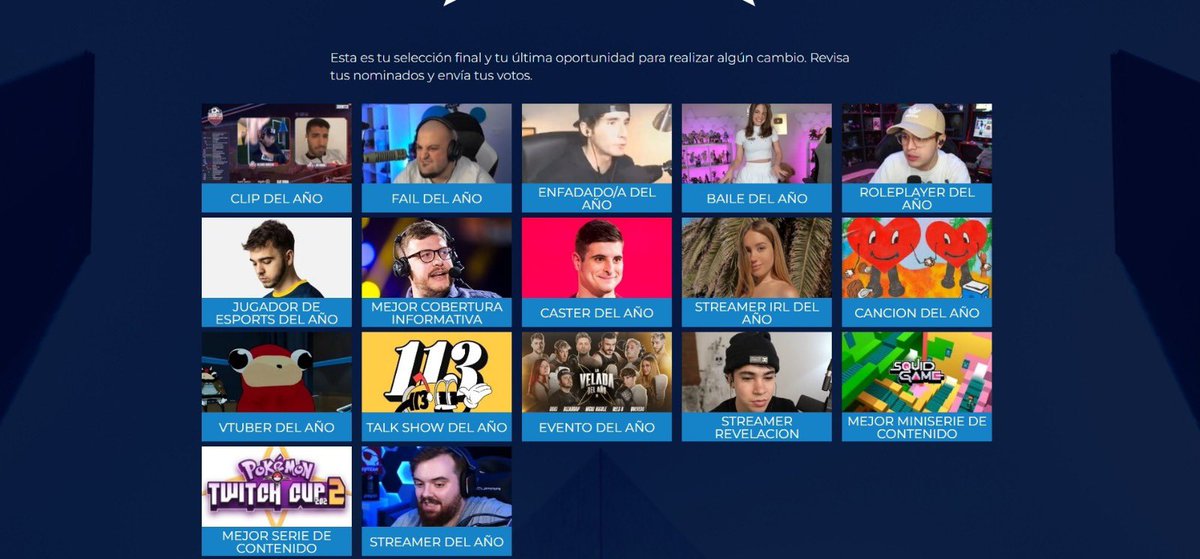 TheGrefg's tweet photo. Mis votos para los @PremiosESLAND 💙 https://t.co/ntGe3Jk0Rk