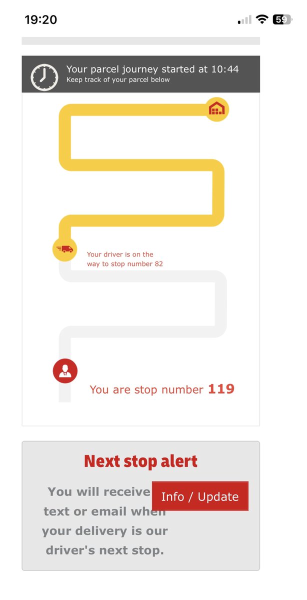 mustb's tweet photo. I'll save you the trouble of looking it up @DHLParcelUK. The driver stopped delivering at parcel 85 today. Ours was 119 on the list. We seem to be going down the list, not up. 4th time lucky tomorrow??? https://t.co/iioTw09m6B