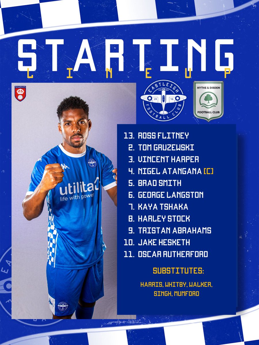 📰 | TEAM NEWS

Here is how the #Spitfires will line up for this evening's Hampshire Senior Cup game against <a href="/HytheDibdenFC/">Hythe & Dibden FC 🟢⚪️</a> 👊