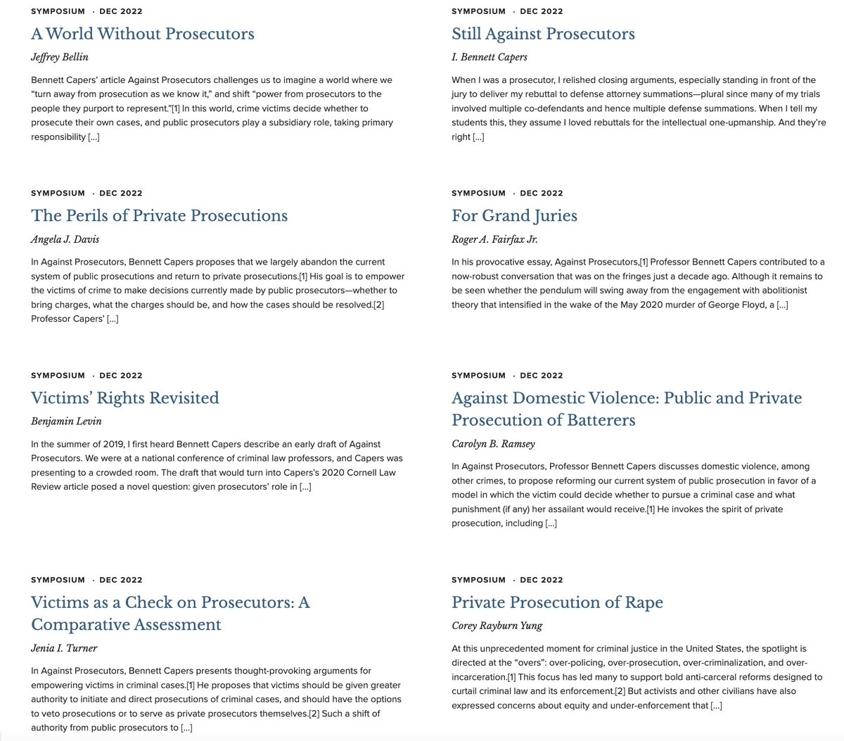 California Law Review (@califlrev) on Twitter photo In 2020, Prof. <a href="/BennettCapers/">bennett capers</a> published a groundbreaking article advocating a shift away from prosecution as we know it. This month, CLR organized a symposium to build on this proposal & re-imagine what justice can be without prosecutors. californialawreview.org/online-publica…. In 2020, Prof. <a href="/BennettCapers/">bennett capers</a> published a groundbreaking article advocating a shift away from prosecution as we know it. This month, CLR organized a symposium to build on this proposal & re-imagine what justice can be without prosecutors. californialawreview.org/online-publica….