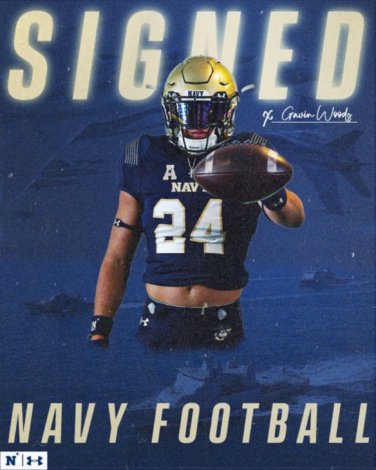 GWoods_24's tweet photo. It’s official ✍️ Thank you to everyone who has helped me along the way, and the unwavering support. I couldn’t be more thankful and blessed to receive this opportunity @NavyFB @_CoachNew @CoachChuckPete @CoachConiglio51 @PJVolker @SV_RangerFB https://t.co/sgWd7CknZP