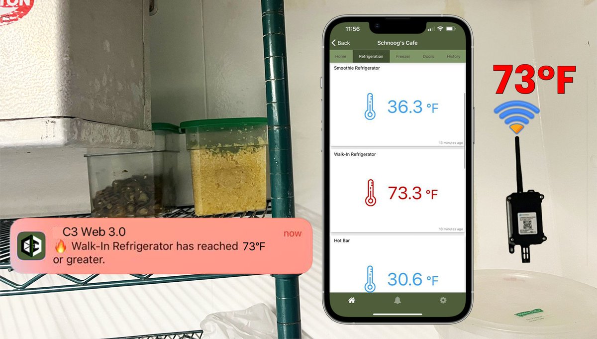 C3Web3's tweet image. Throwing away $1,000s in food away every year?? Here’s how to save👇
🌡Refrigeration/Freezer Monitoring
    ▪️Prevent Food Spoilage
    ▪️Ensure Quality
 🚨Walk-In Door Monitoring
    ▪️No More Left Open Doors
📲c3web3.com/cold-chain-mon…
#TuolumneCounty #SmartBusiness