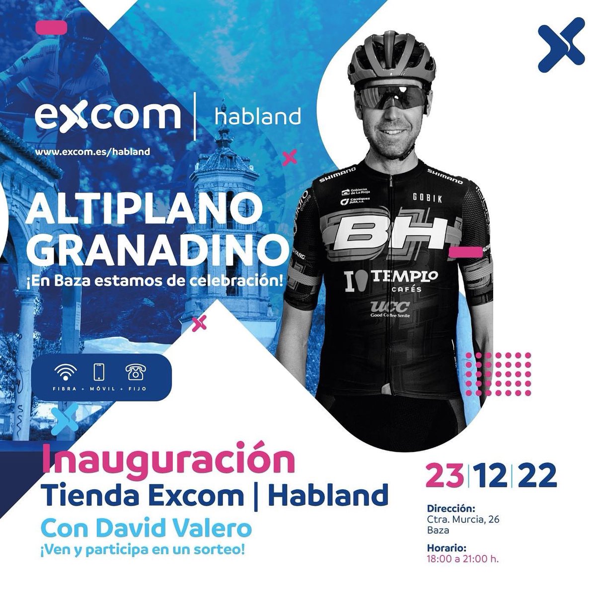 Valeromtb's tweet photo. ESTE VIERNES NOS VEMOS ‼️‼️

Os espero a todos en la inauguración de la nueva tienda de @excom_es en la oficina de Baza. 

Nos espera una gran tarde con sorteo y muchas sorpresas 😉😉

@bhtemplocafes https://t.co/YVVbxugbUT