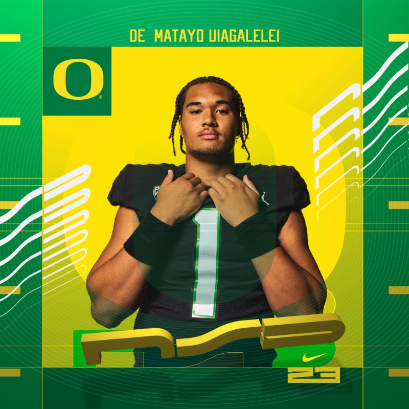 oregonfootball's tweet photo. Game wrecker off the edge.

Matayo Uiagalelei is headed to Eugene!

#GoDucks x #NSD23