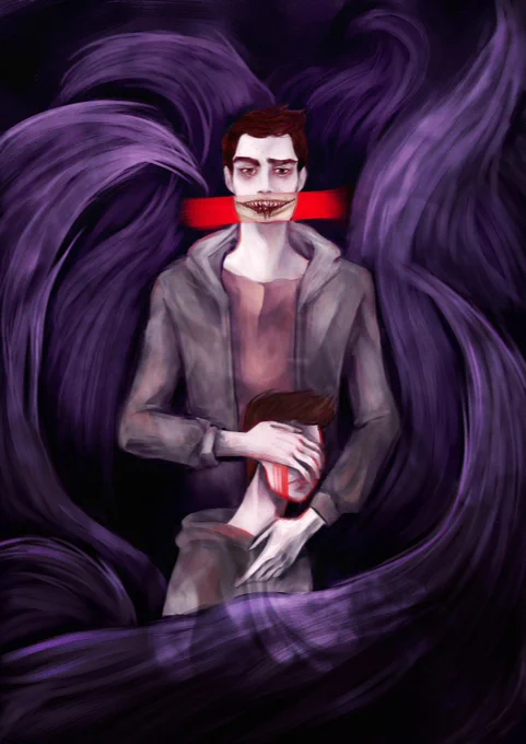 That one is probably not that obvious but is is indeed a teen wolf fanart of that one season with dark Stiles 