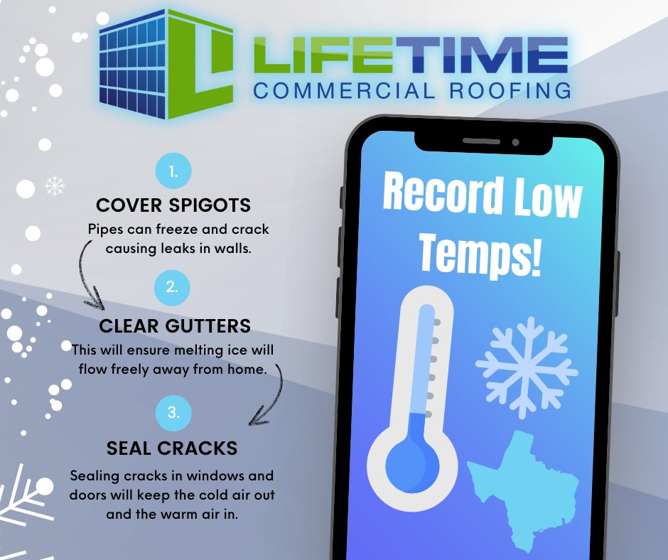 LifetimeComRoof's tweet photo. ❄️Freezing Temperatures Incoming❄️

Make sure your home is prepared for the upcoming freezing temperatures this week! A few simple steps can set you up for success. Stay blessed, and stay warm! 

Call Today: (817)369-3600
Visit: https://t.co/rnyoMZ0On0 https://t.co/yivuPAT0E1