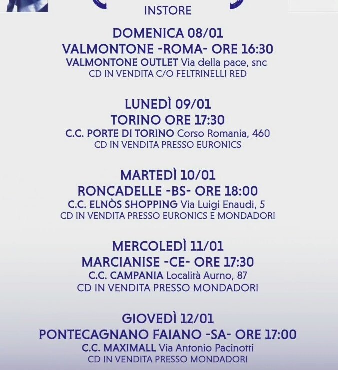 SantiFrancesiUp's tweet photo. NUOVE DATE INSTORE PER L'EP #InFieri https://t.co/C7GO6pomgU