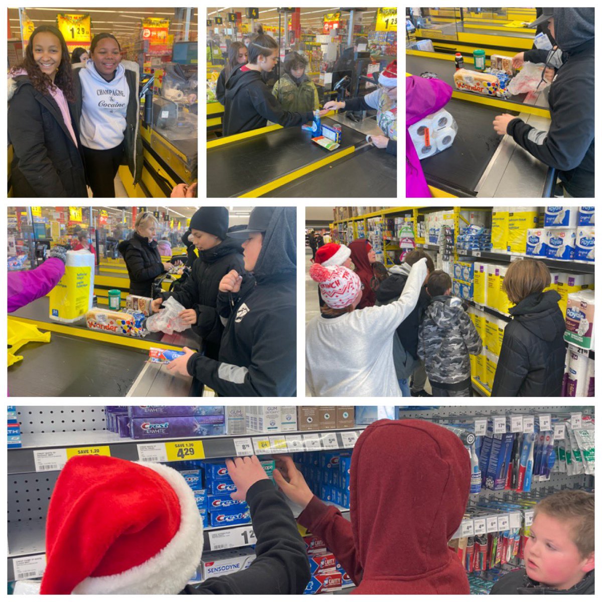 HighPark781's tweet photo. The students used the flyer, calculated tax, and figured out what they could purchase within their budget, all while giving back to their community! It was a wonderful day watching our Panthers excitedly give back, purchasing the most needed items for the @theinnsarnia @LKelempro https://t.co/iuO82tMJGI