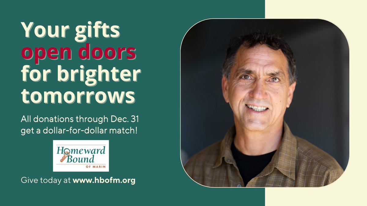 You still have time to benefit our programs this year with a tax-deductible gift - and a match! We will double all donations up to $20,000 through Dec. 31. Thanks for your partnership to send people home for good! #MarinCounty #Veterans