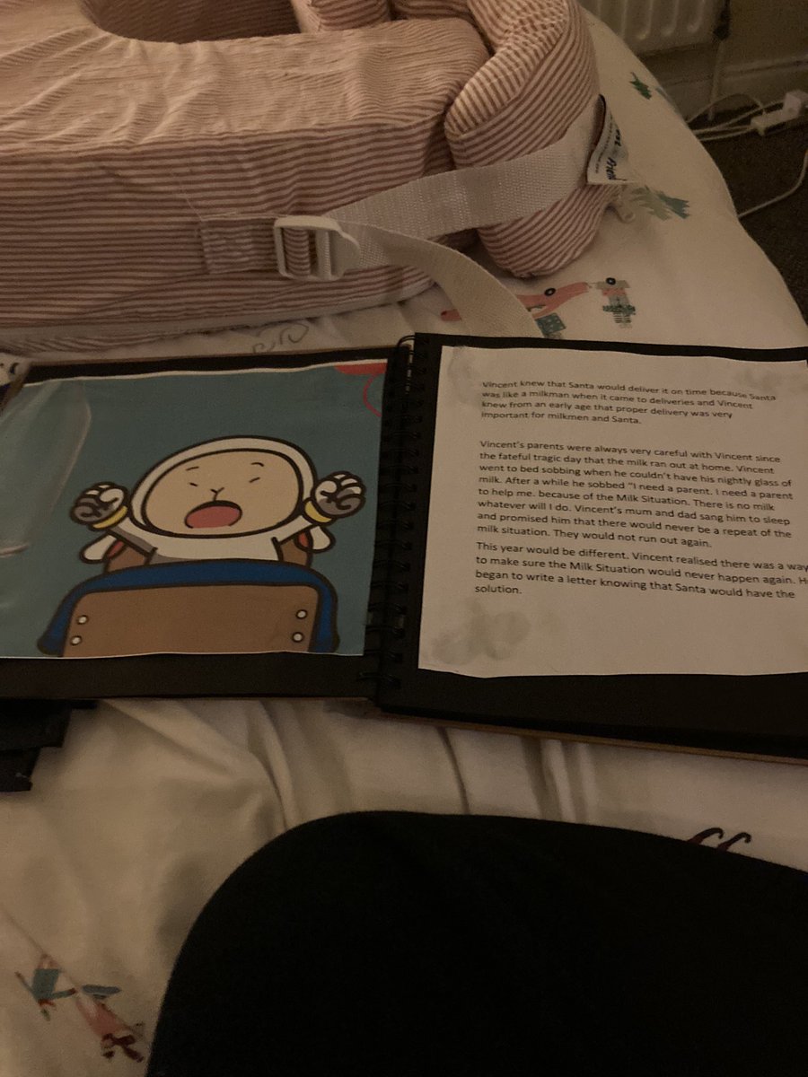 My nephew Vierre asked for a story for Christmas so I’ve just finished putting it together tonight. The Milk Situation. All he wanted for Christmas from me was a story. Nice to think that in this day and age personal creativity can still mean more than commercial gifts