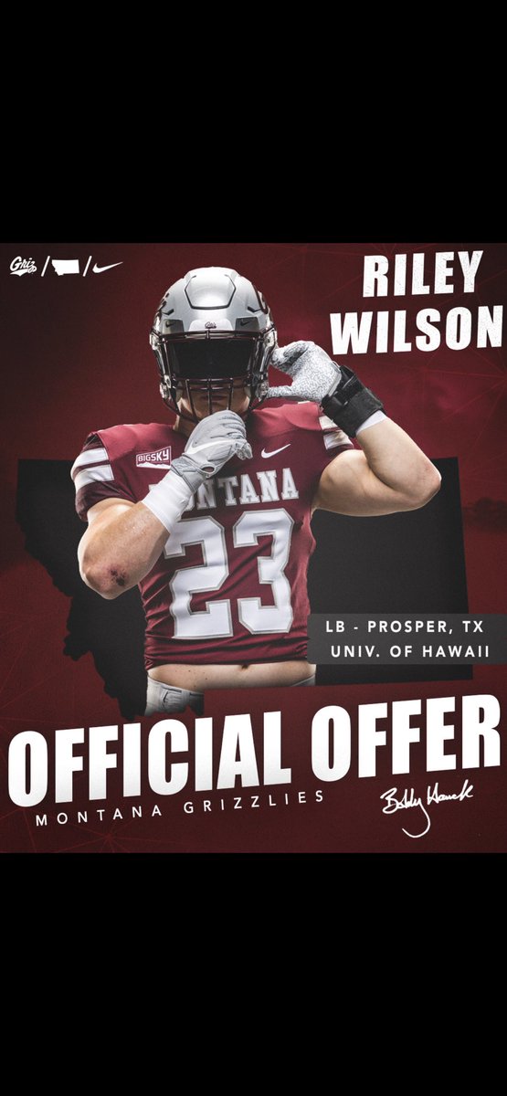 _Rileywilsonn's tweet photo. Blessed to receive an offer from University of Montana! https://t.co/qv7ZDYcfGw