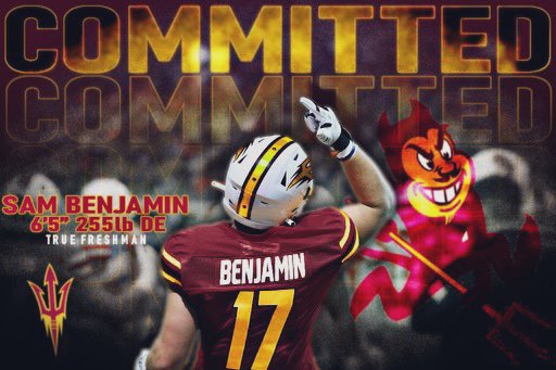 Officially Committed and Signed to <a href="/ASUFootball/">Sun Devil Football</a> thank you <a href="/VinceAmey/">Vince Amey</a> <a href="/KennyDillingham/">Coach Dillingham</a> <a href="/RagleCharlie/">Charlie Ragle</a> Can’t wait to get started! I’m home!